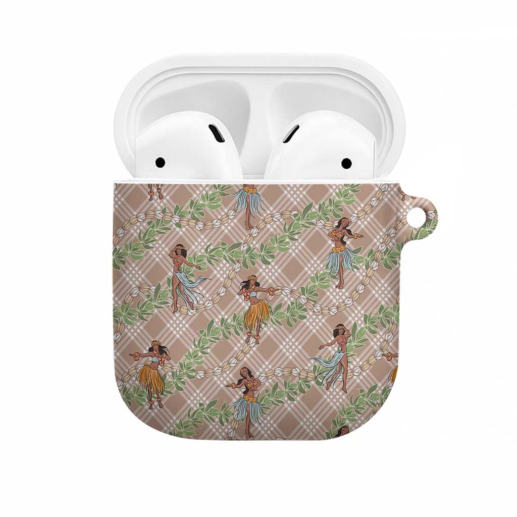 Beige Palaka Hula Girls Seamless Hawaii Aloha AirPods Case - Polynesian Pride