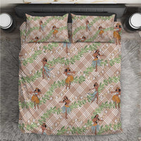 Beige Palaka Hula Girls Seamless Hawaii Aloha Bedding Set - Polynesian Pride