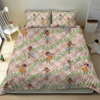 Beige Palaka Hula Girls Seamless Hawaii Aloha Bedding Set - Polynesian Pride