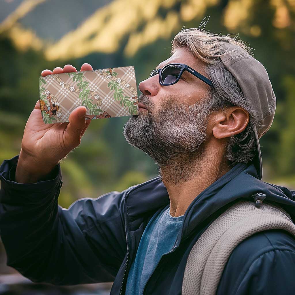 Beige Palaka Hula Girls Seamless Hawaii Aloha 4 in 1 Can Cooler Tumbler - Polynesian Pride