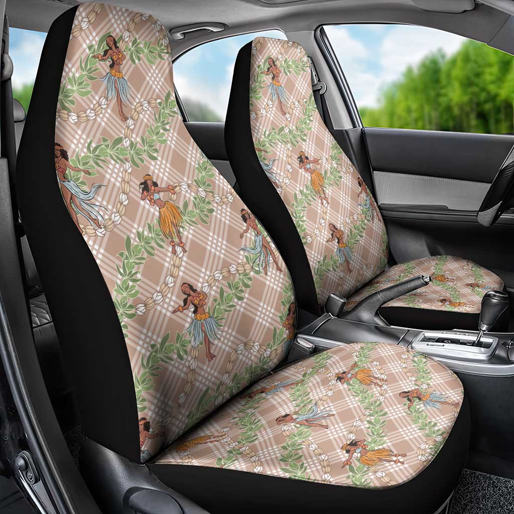 Beige Palaka Hula Girls Seamless Hawaii Aloha Car Seat Cover - Polynesian Pride