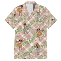 Beige Palaka Hula Girls Seamless Hawaii Aloha Family Matching Puletasi and Hawaiian Shirt - Polynesian Pride