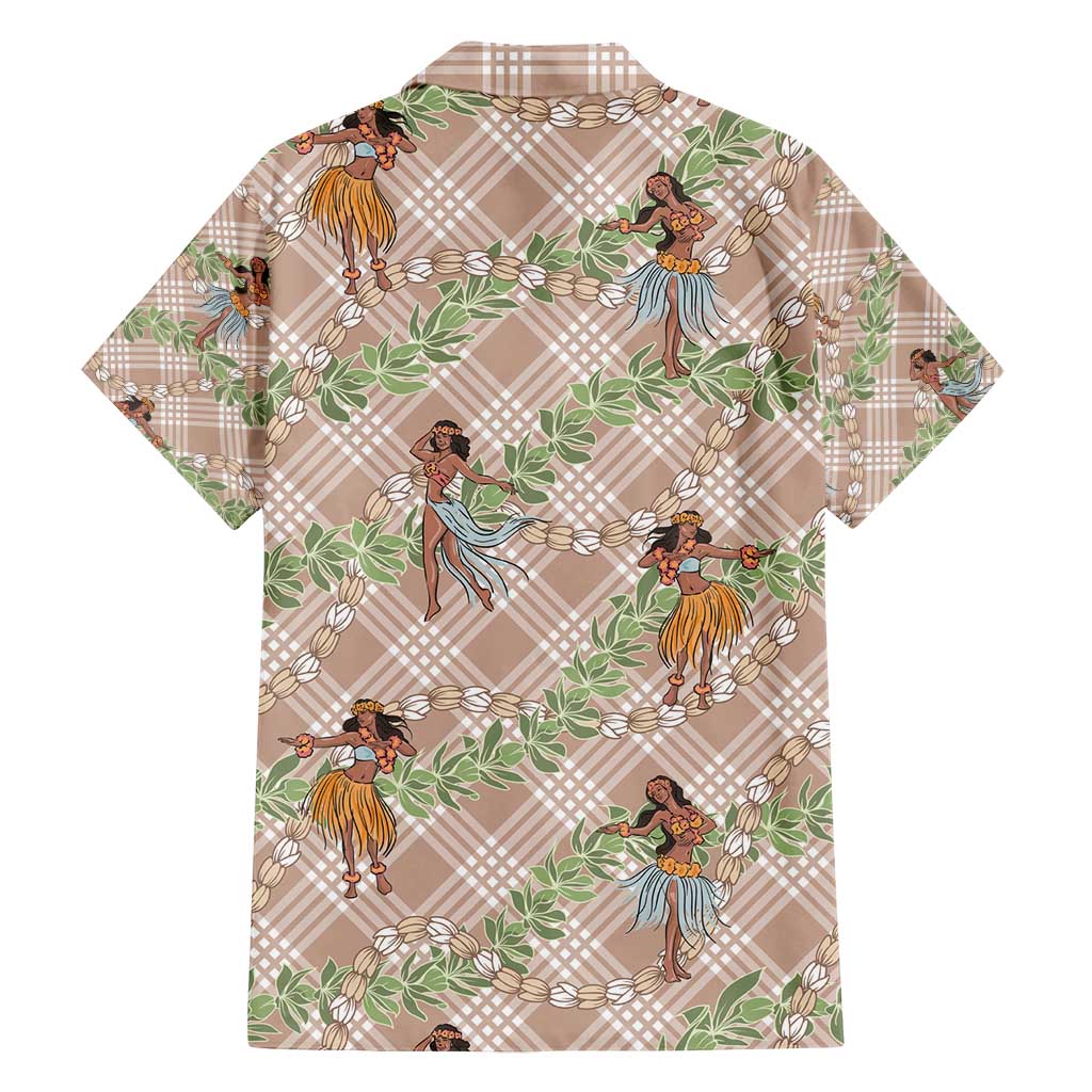 Beige Palaka Hula Girls Seamless Hawaii Aloha Family Matching Puletasi and Hawaiian Shirt - Polynesian Pride