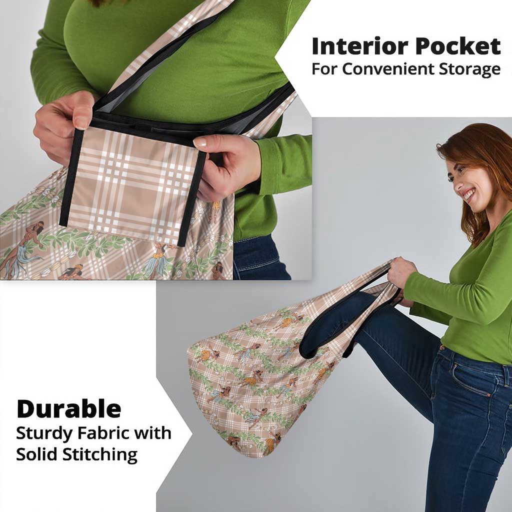 Beige Palaka Hula Girls Seamless Hawaii Aloha Grocery Bag - Polynesian Pride