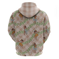 Beige Palaka Hula Girls Seamless Hawaii Aloha Hoodie - Polynesian Pride