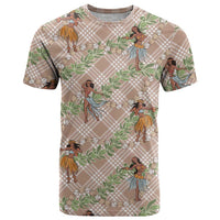 Beige Palaka Hula Girls Seamless Hawaii Aloha T Shirt - Polynesian Pride