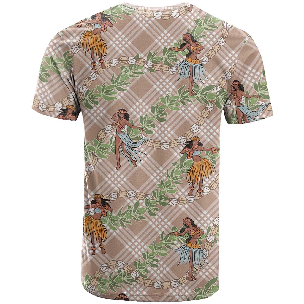 Beige Palaka Hula Girls Seamless Hawaii Aloha T Shirt - Polynesian Pride