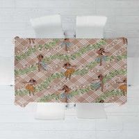 Beige Palaka Hula Girls Seamless Hawaii Aloha Tablecloth - Polynesian Pride