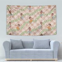 Beige Palaka Hula Girls Seamless Hawaii Aloha Tapestry - Polynesian Pride