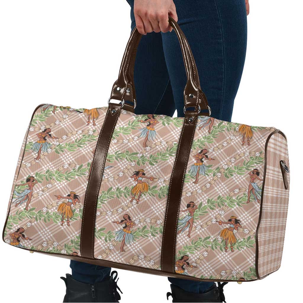Beige Palaka Hula Girls Seamless Hawaii Aloha Travel Bag - Polynesian Pride