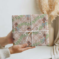Beige Palaka Hula Girls Seamless Hawaii Aloha Wrapping Paper LT7 - Polynesian Pride