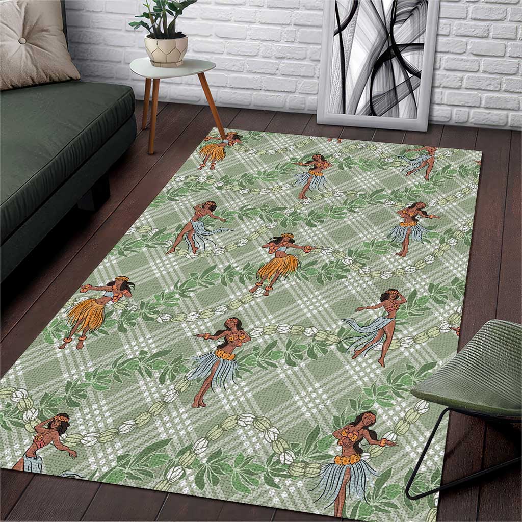 Mint Palaka Hula Girls Seamless Hawaii Aloha Area Rug - Polynesian Pride