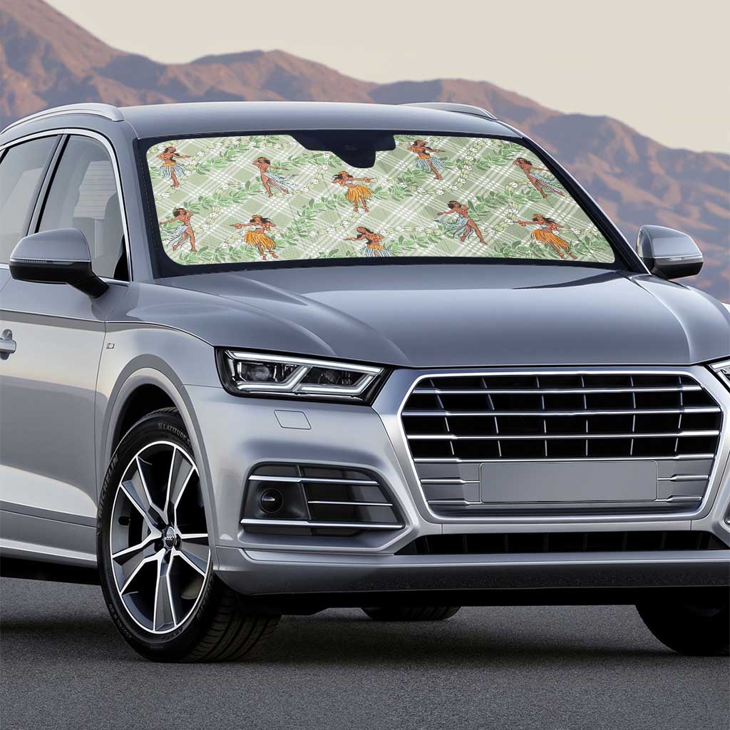 Mint Palaka Hula Girls Seamless Hawaii Aloha Auto Sun Shade - Polynesian Pride