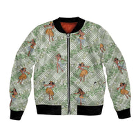 Mint Palaka Hula Girls Seamless Hawaii Aloha Bomber Jacket - Polynesian Pride