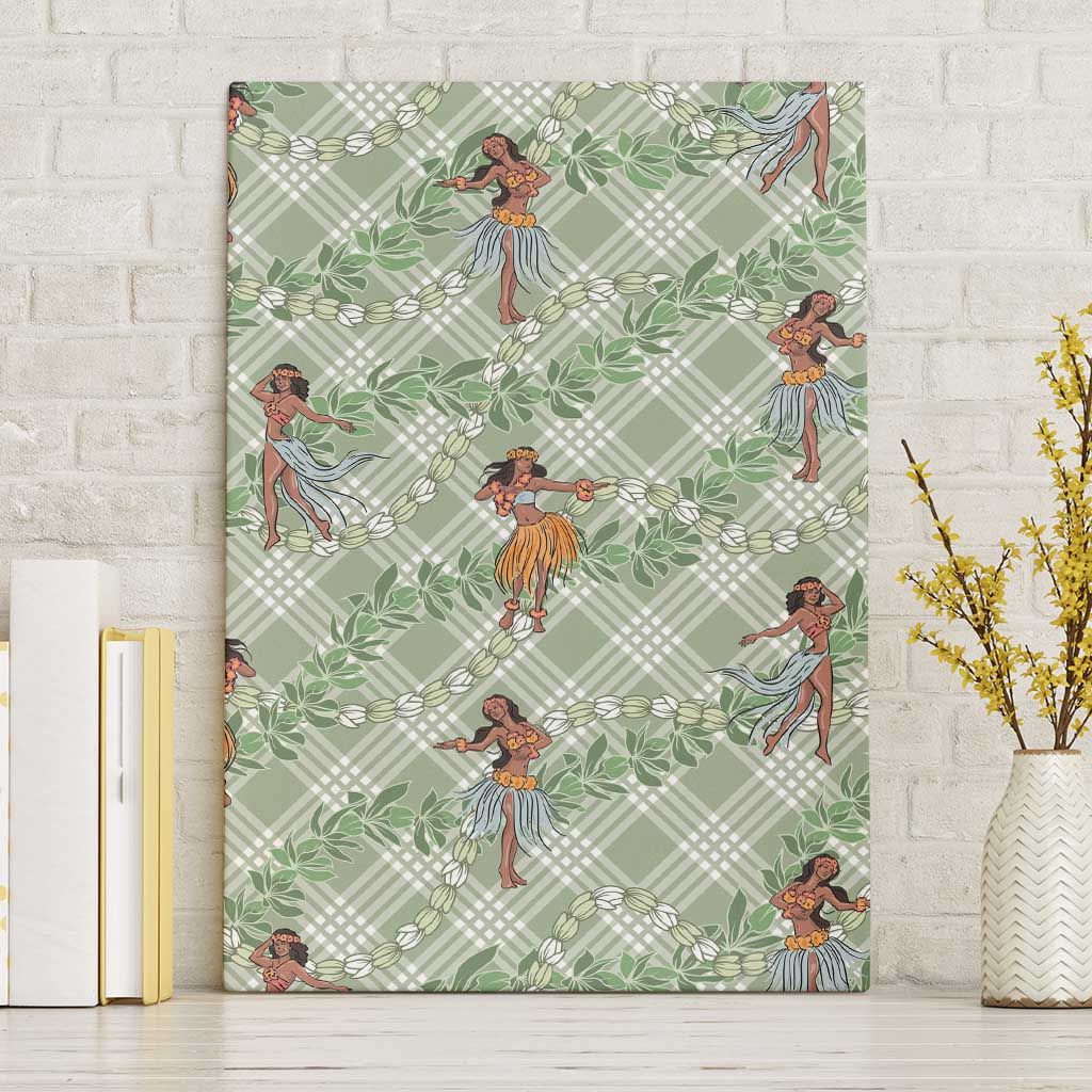 Mint Palaka Hula Girls Seamless Hawaii Aloha Canvas Wall Art - Polynesian Pride