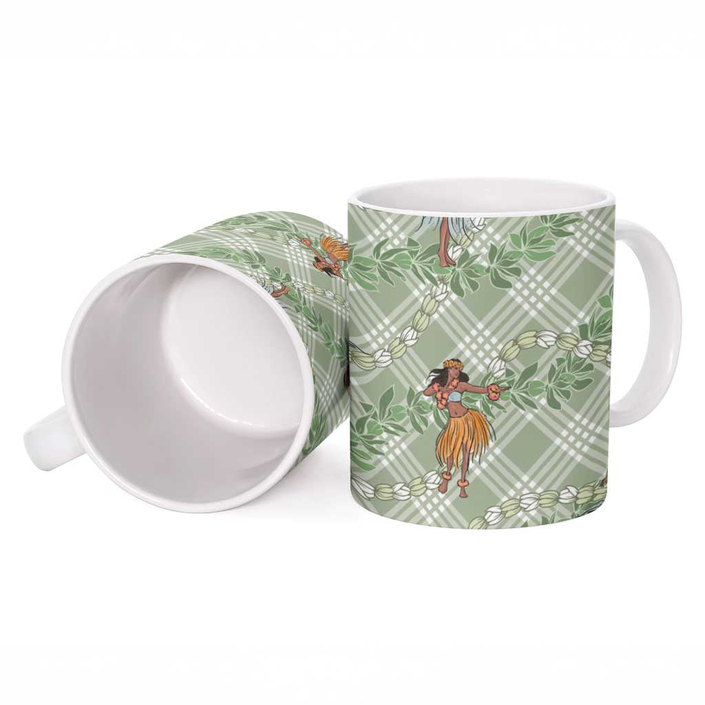 Mint Palaka Hula Girls Seamless Hawaii Aloha Ceramic Mug - Polynesian Pride