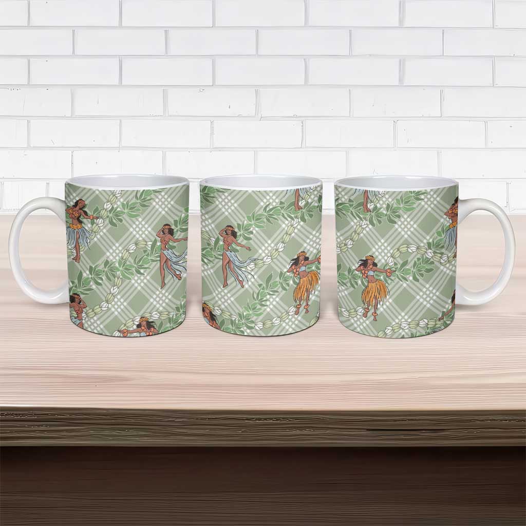 Mint Palaka Hula Girls Seamless Hawaii Aloha Ceramic Mug - Polynesian Pride