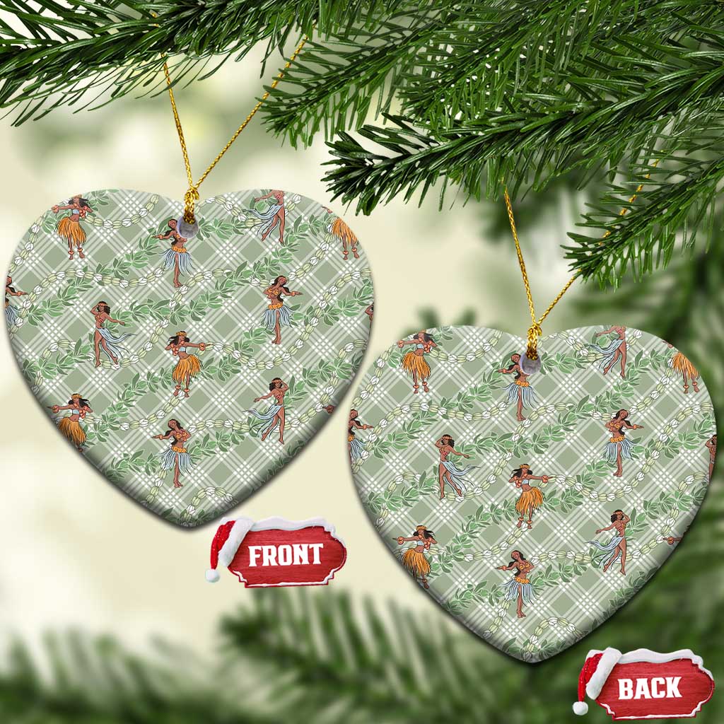 Mint Palaka Hula Girls Seamless Hawaii Aloha Ceramic Ornament - Polynesian Pride