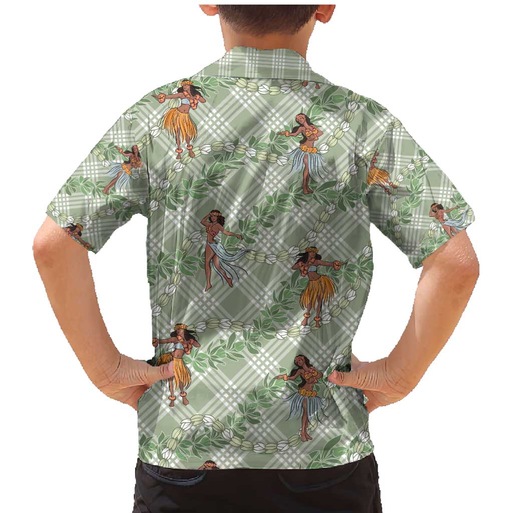 Mint Palaka Hula Girls Seamless Hawaii Aloha Family Matching Mermaid Dress and Hawaiian Shirt - Polynesian Pride