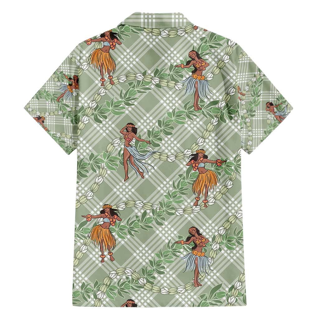 Mint Palaka Hula Girls Seamless Hawaii Aloha Family Matching Off Shoulder Maxi Dress and Hawaiian Shirt - Polynesian Pride
