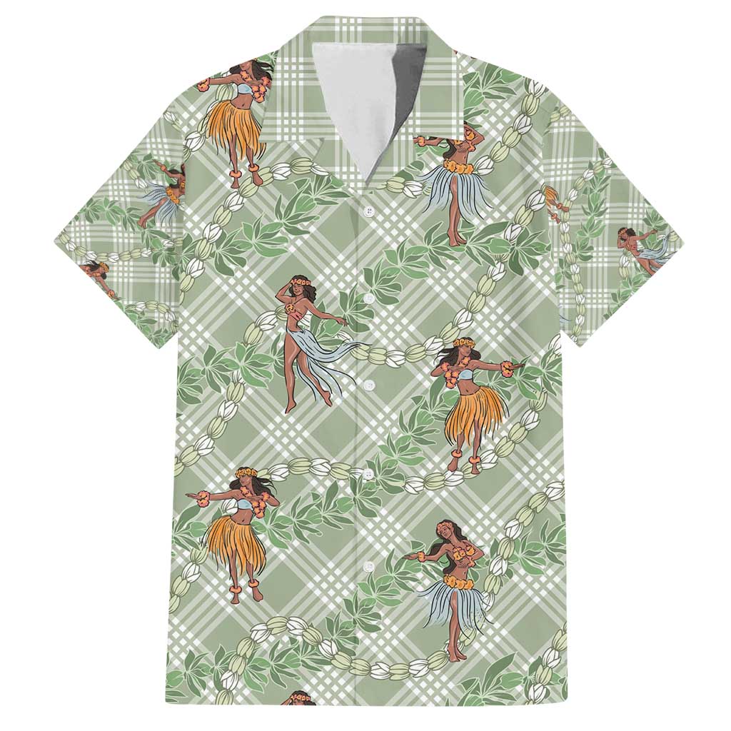 Mint Palaka Hula Girls Seamless Hawaii Aloha Family Matching Tank Maxi Dress and Hawaiian Shirt - Polynesian Pride
