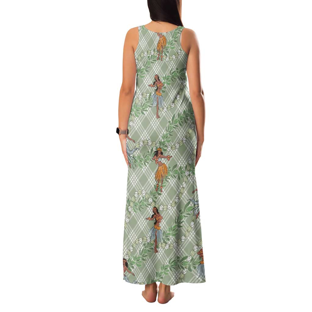Mint Palaka Hula Girls Seamless Hawaii Aloha Family Matching Tank Maxi Dress and Hawaiian Shirt - Polynesian Pride