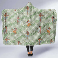 Mint Palaka Hula Girls Seamless Hawaii Aloha Hooded Blanket - Polynesian Pride