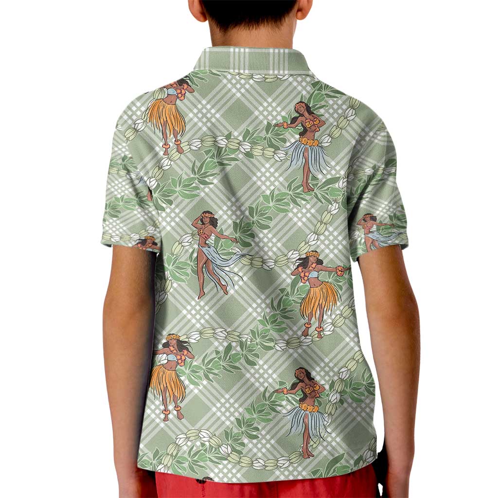 Mint Palaka Hula Girls Seamless Hawaii Aloha Kid Polo Shirt - Polynesian Pride