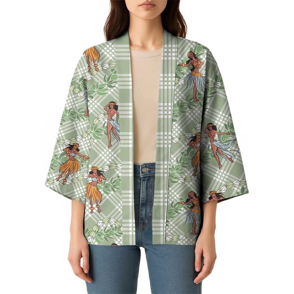 Mint Palaka Hula Girls Seamless Hawaii Aloha Kimono - Polynesian Pride