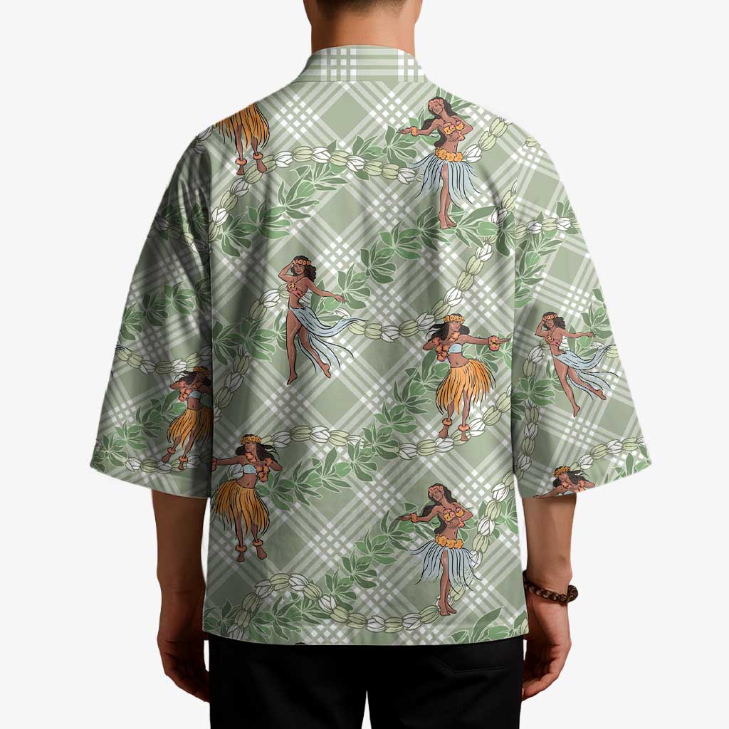 Mint Palaka Hula Girls Seamless Hawaii Aloha Kimono - Polynesian Pride