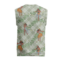 Mint Palaka Hula Girls Seamless Hawaii Aloha Christmas Knitted V-Neck Vest - Polynesian Pride