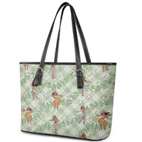 Mint Palaka Hula Girls Seamless Hawaii Aloha Leather Tote Bag - Polynesian Pride