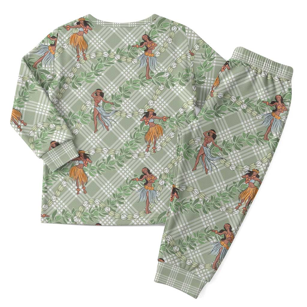 Mint Palaka Hula Girls Seamless Hawaii Aloha Christmas Pajama Set - Polynesian Pride