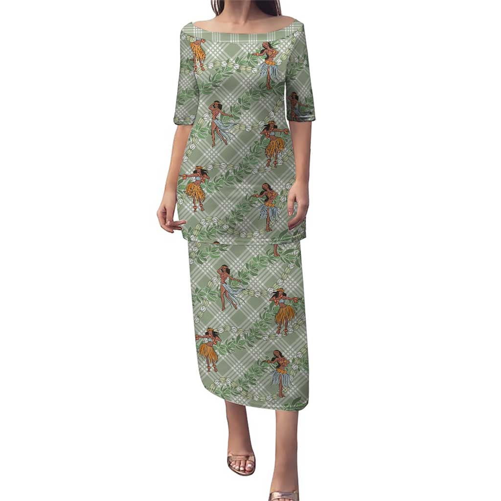 Mint Palaka Hula Girls Seamless Hawaii Aloha Puletasi - Polynesian Pride