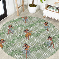 Mint Palaka Hula Girls Seamless Hawaii Aloha Round Carpet - Polynesian Pride