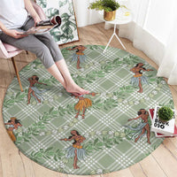 Mint Palaka Hula Girls Seamless Hawaii Aloha Round Carpet - Polynesian Pride
