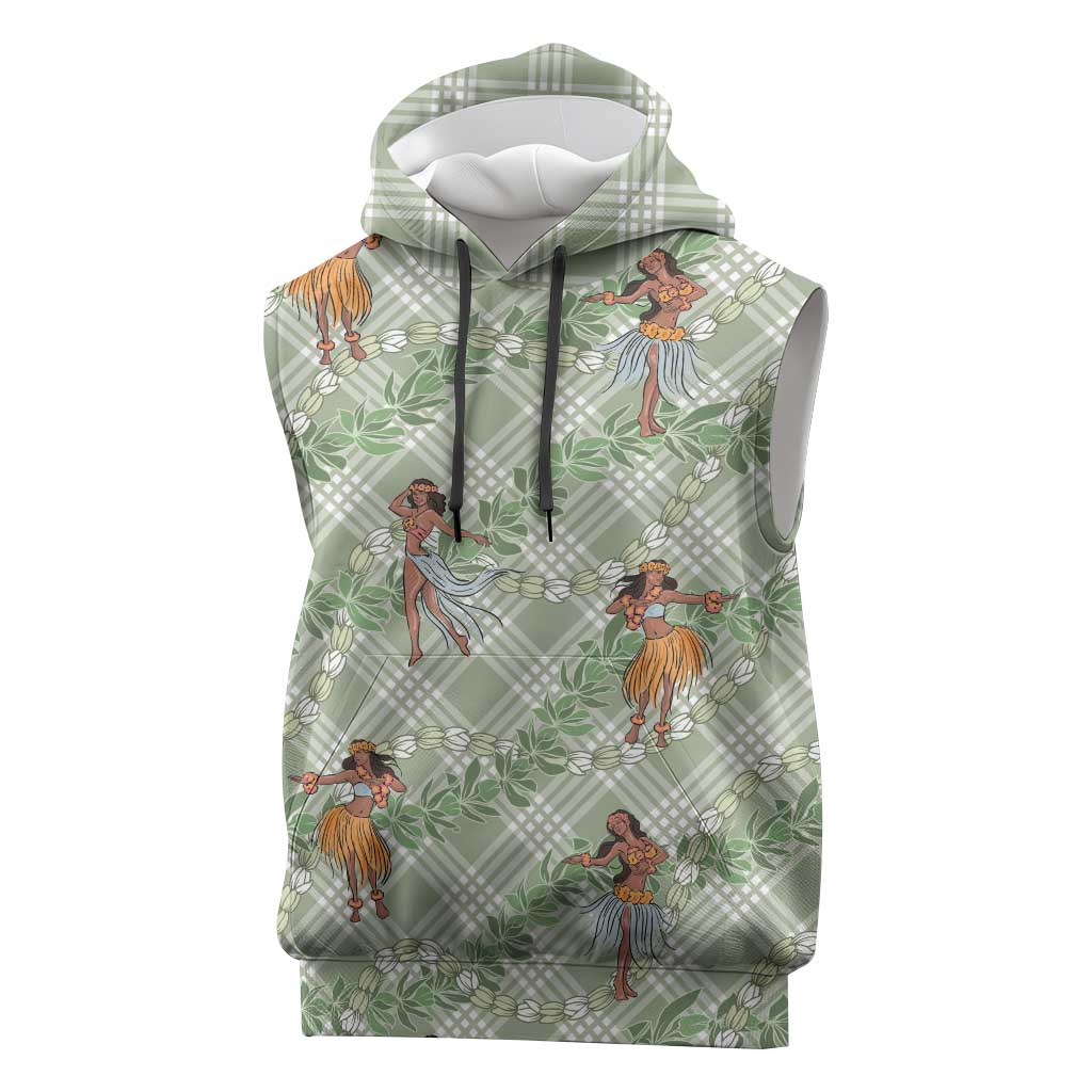 Mint Palaka Hula Girls Seamless Hawaii Aloha Sleeveless Hoodie - Polynesian Pride