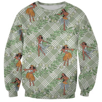 Mint Palaka Hula Girls Seamless Hawaii Aloha Sweatshirt - Polynesian Pride
