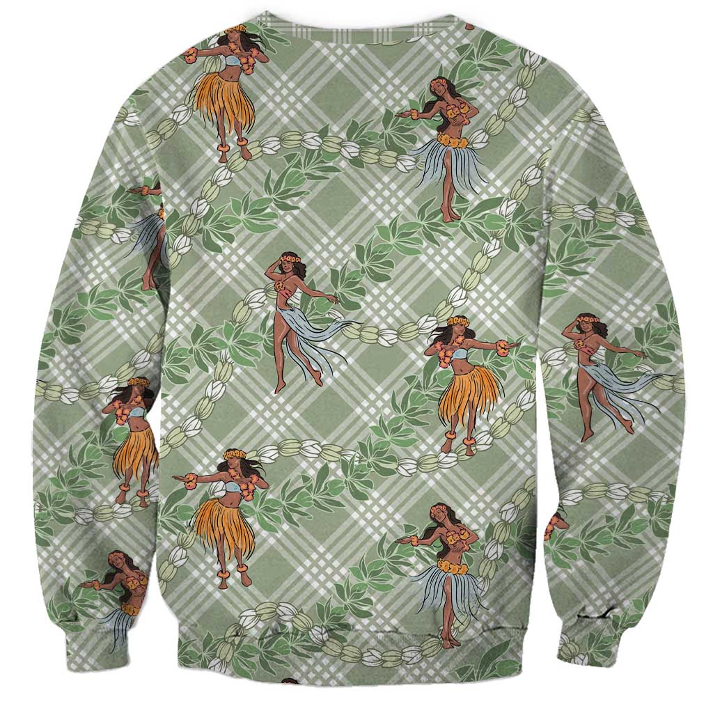 Mint Palaka Hula Girls Seamless Hawaii Aloha Sweatshirt - Polynesian Pride