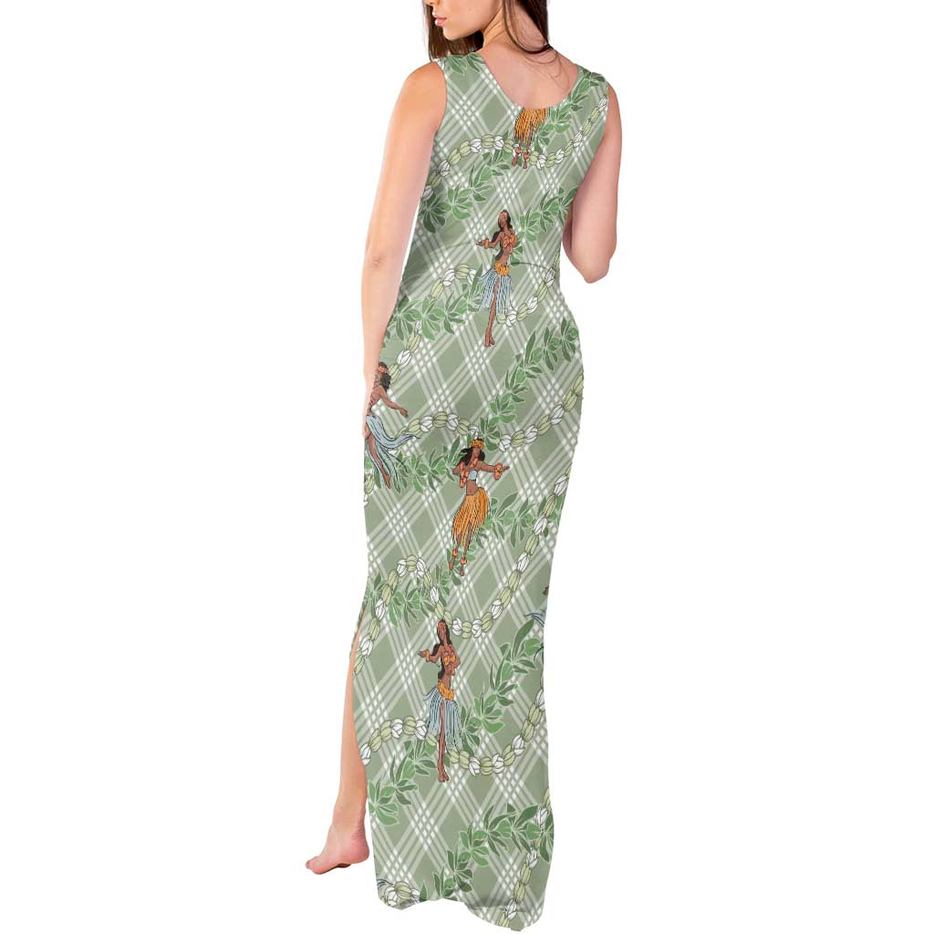 Mint Palaka Hula Girls Seamless Hawaii Aloha Tank Maxi Dress - Polynesian Pride