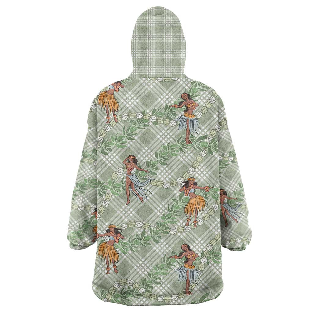 Mint Palaka Hula Girls Seamless Hawaii Aloha Wearable Blanket Hoodie LT7 - Polynesian Pride