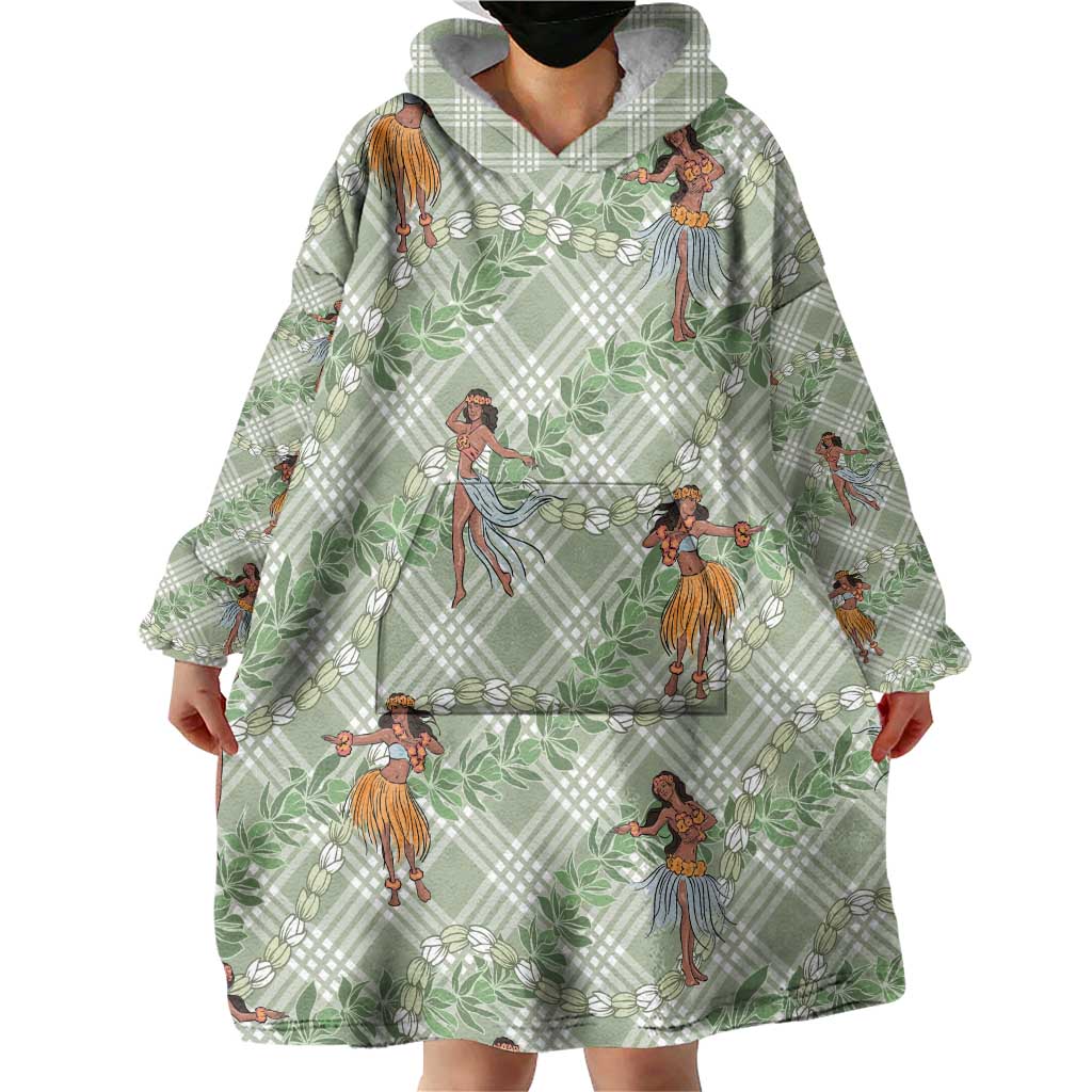 Mint Palaka Hula Girls Seamless Hawaii Aloha Wearable Blanket Hoodie LT7 - Polynesian Pride