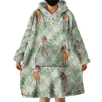 Mint Palaka Hula Girls Seamless Hawaii Aloha Wearable Blanket Hoodie LT7 - Polynesian Pride