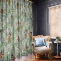 Mint Palaka Hula Girls Seamless Hawaii Aloha Window Curtain - Polynesian Pride