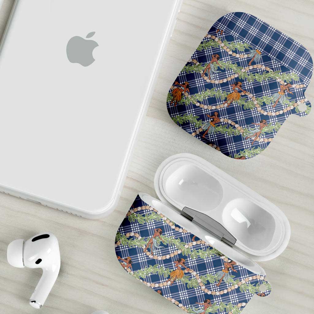 Navy Blue Palaka Hula Girls Seamless Hawaii Aloha AirPods Case - Polynesian Pride