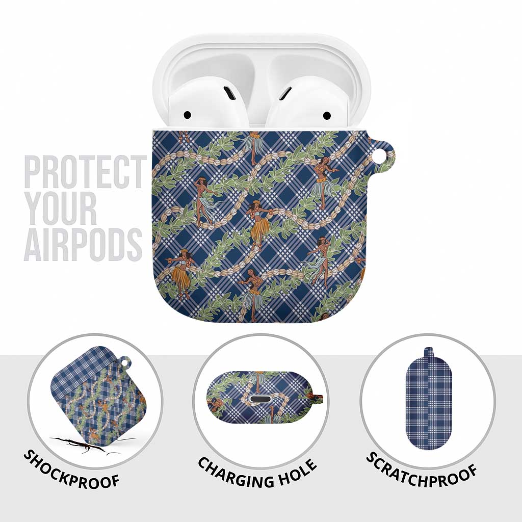 Navy Blue Palaka Hula Girls Seamless Hawaii Aloha AirPods Case - Polynesian Pride