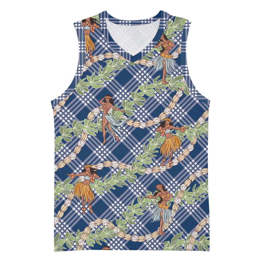 Navy Blue Palaka Hula Girls Seamless Hawaii Aloha Basketball Jersey - Polynesian Pride