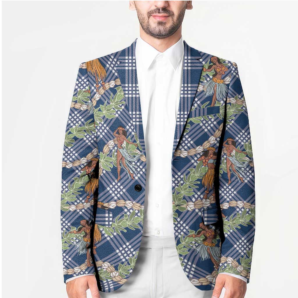 Navy Blue Palaka Hula Girls Seamless Hawaii Aloha Blazer - Polynesian Pride