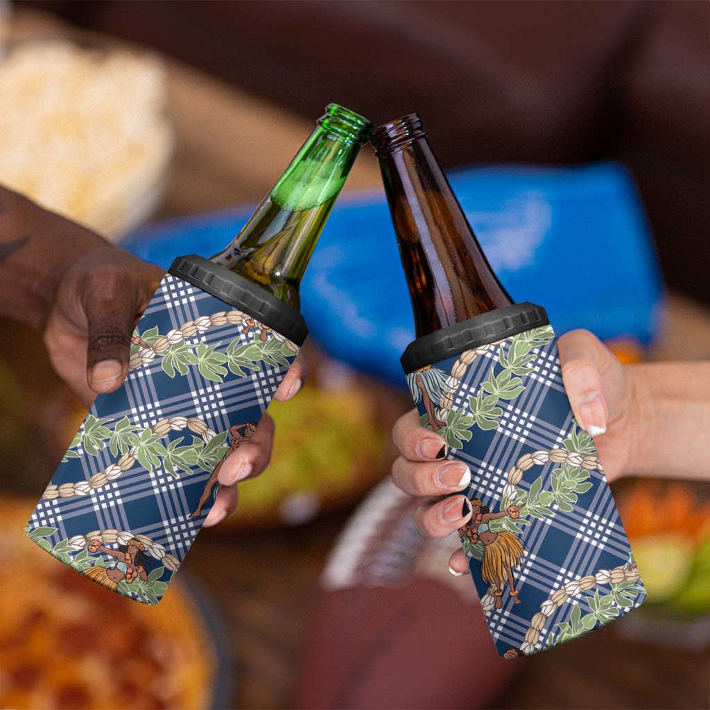 Navy Blue Palaka Hula Girls Seamless Hawaii Aloha 4 in 1 Can Cooler Tumbler - Polynesian Pride