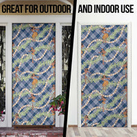 Navy Blue Palaka Hula Girls Seamless Hawaii Aloha Door Cover - Polynesian Pride